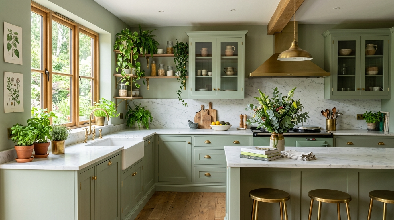 14 Lush Green Kitchen Designs for a Nature Inspired Cookspace